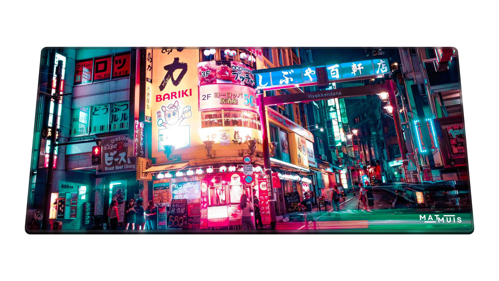 XXL muismat City Scene Shibuya 90x40 cm schuin van boven