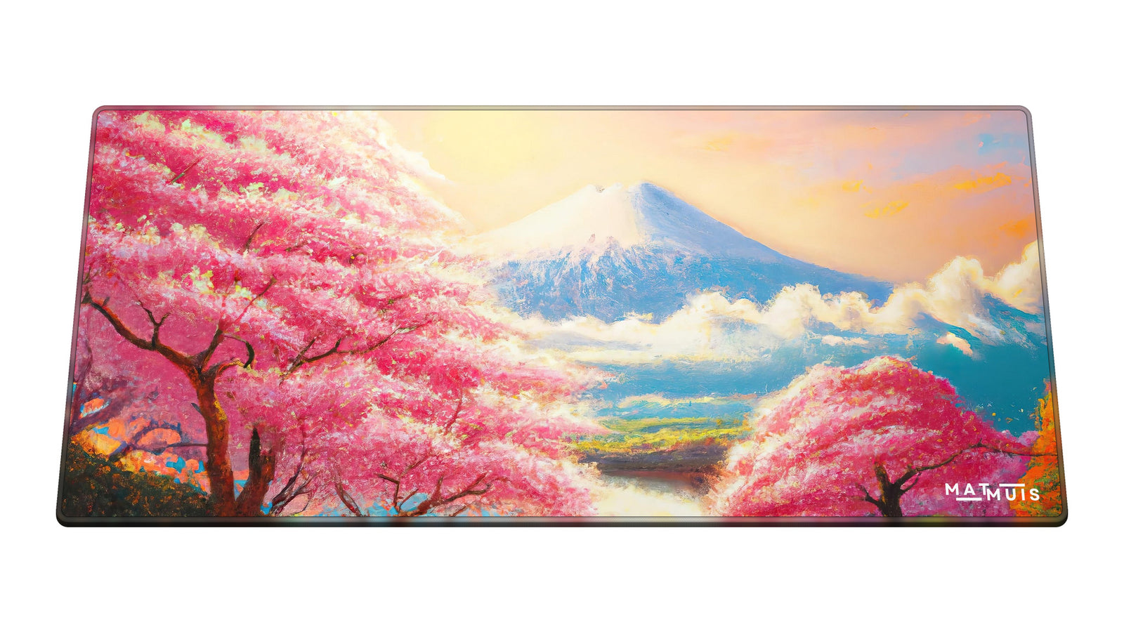 XXL muismat Cherry Blossom Lake 90x40 cm schuin van boven