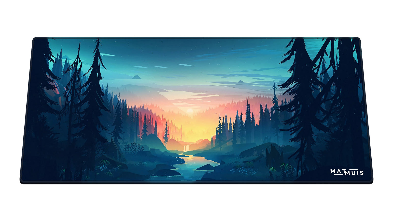 XXL muismat Night Forest River 90x40 cm schuin van boven