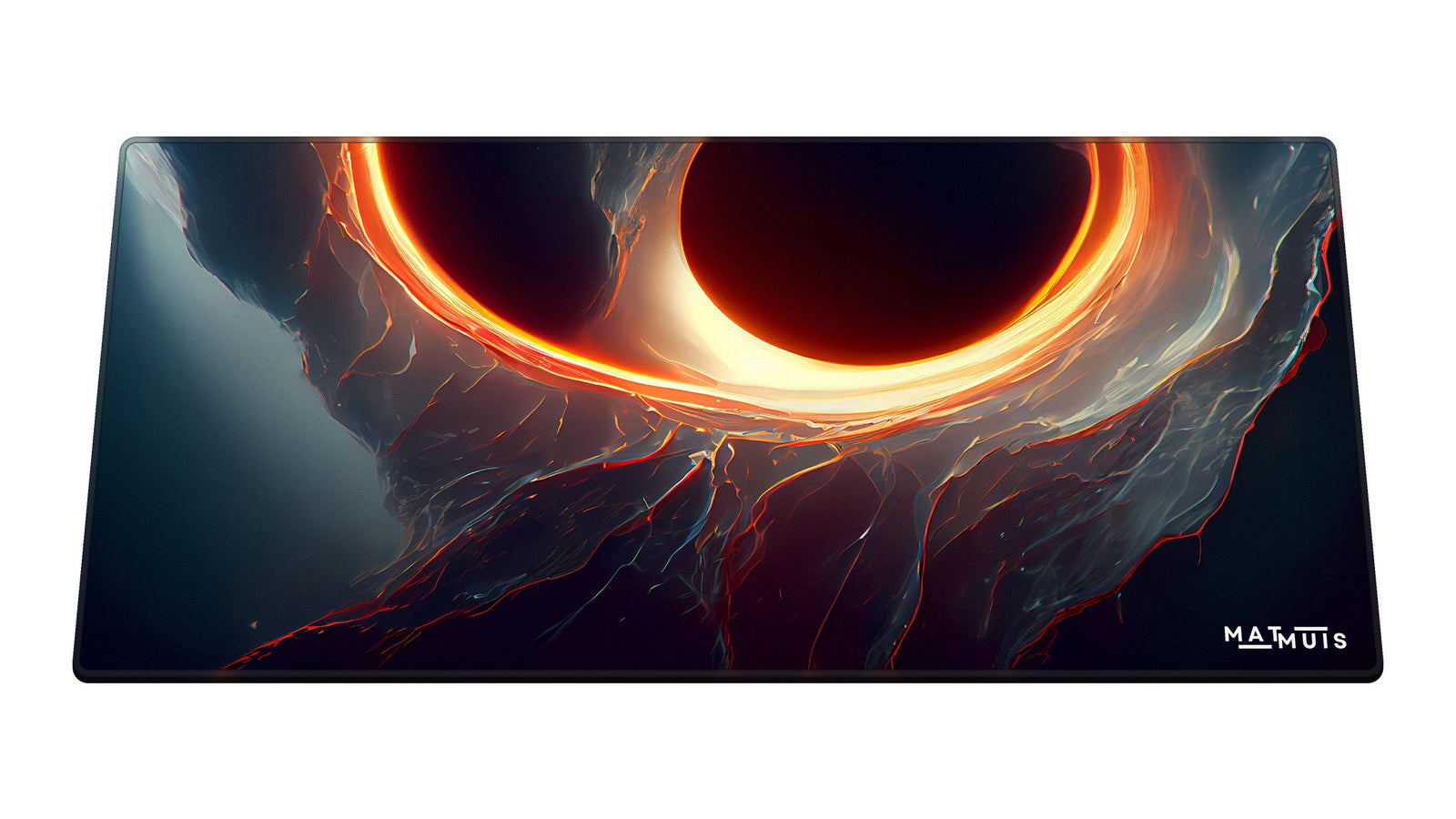 XXL muismat Space Planet Black Hole 90x40 cm schuin van boven