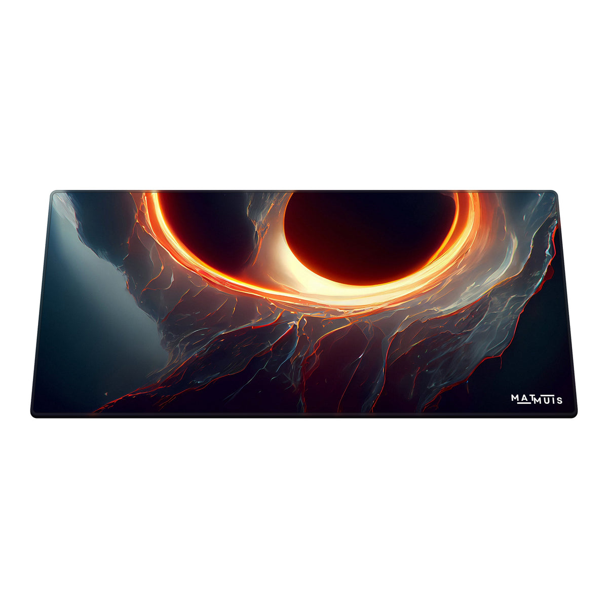 XXL muismat Space Planet Black Hole 90x40 cm schuin van boven