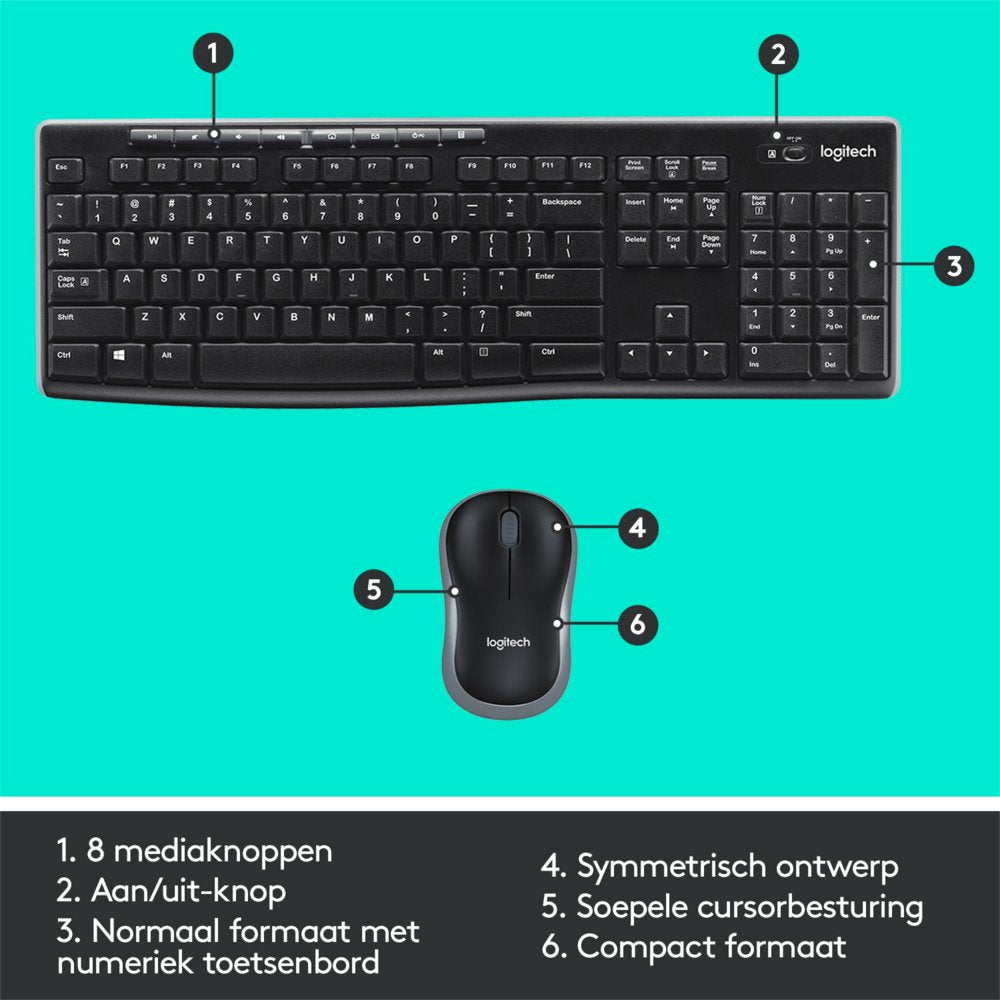 QWERTZ | Logitech MK270 | Draadloze Muis en Toetsenbordcombo | QWERTZ - Matmuis - Matmuis