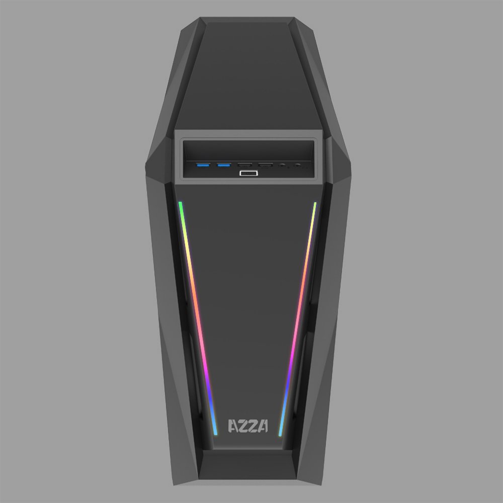 Azza Chroma 410A RGB | Midi Tower Case | Zwart - Matmuis