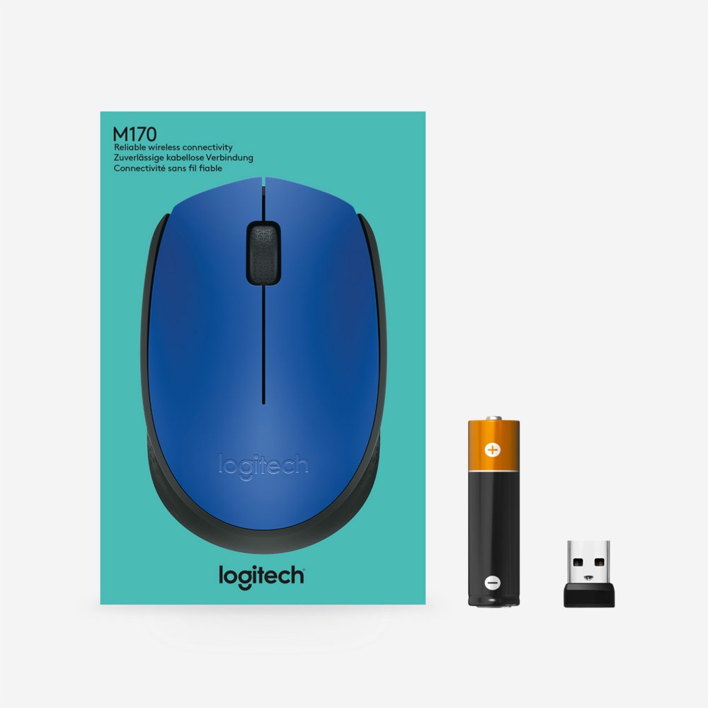 Logitech M171 | Draadloze Muis | Links- en Rechtshandig | RF | 1000 DPI | Zwart/Blauw - Matmuis - Matmuis