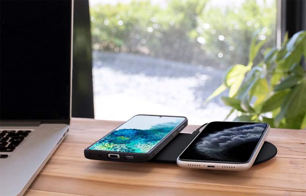 Mobiparts Dual Fast Wireless Charging Pad | Draadloze Oplader 10W Qi | Zwart