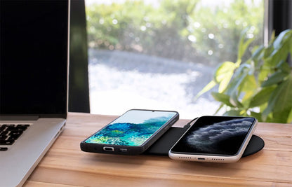 Mobiparts Dual Fast Wireless Charging Pad | Draadloze Oplader 10W Qi | Zwart