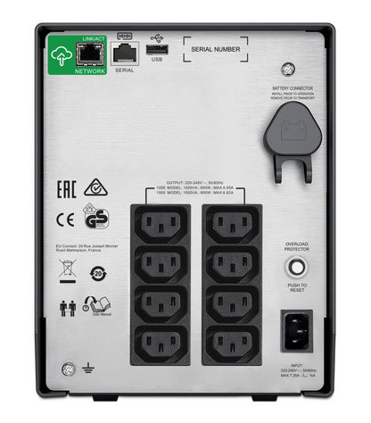 APC Smart-UPS SMC1500IC | 1500 VA / 900 W | Zuivere Sinusgolf-uitgang (netstroomkwaliteit) | 8x IEC | AVR | LCD | SmartConnect