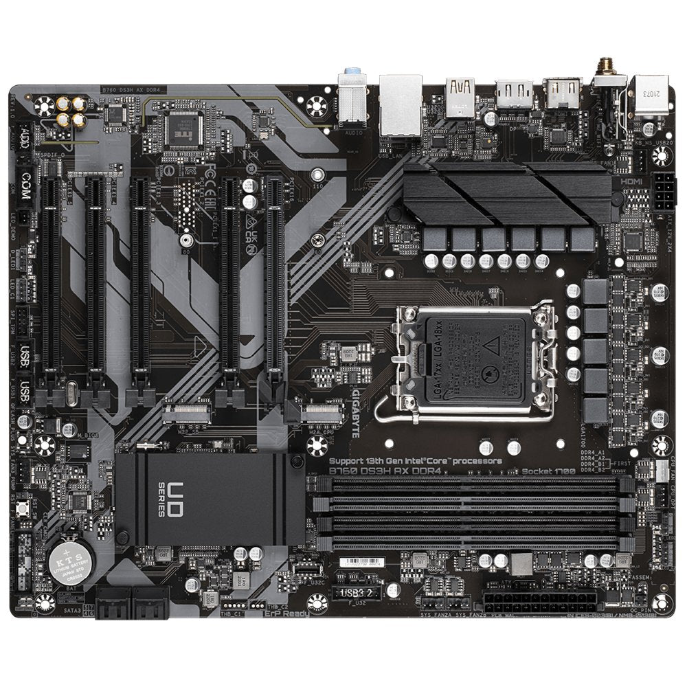 Gigabyte B760 DS3H AX WIFI | Socket LGA 1700 | Intel B760 | 4xDDR4 | ATX | Moederbord - Matmuis - Matmuis