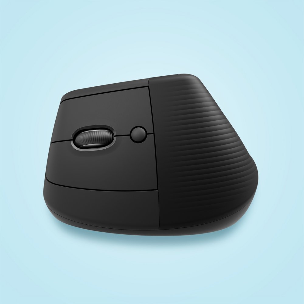 Logitech Lift | Ergonomische Draadloze Muis | Linkshandig | RF + Bluetooth | 4000 DPI | Grafiet - Matmuis - Matmuis