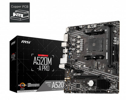 MSI A520M-A PRO | Socket AM4 | AMD A520 | 2xDDR4 | Micro-ATX | Moederbord - Matmuis - Matmuis