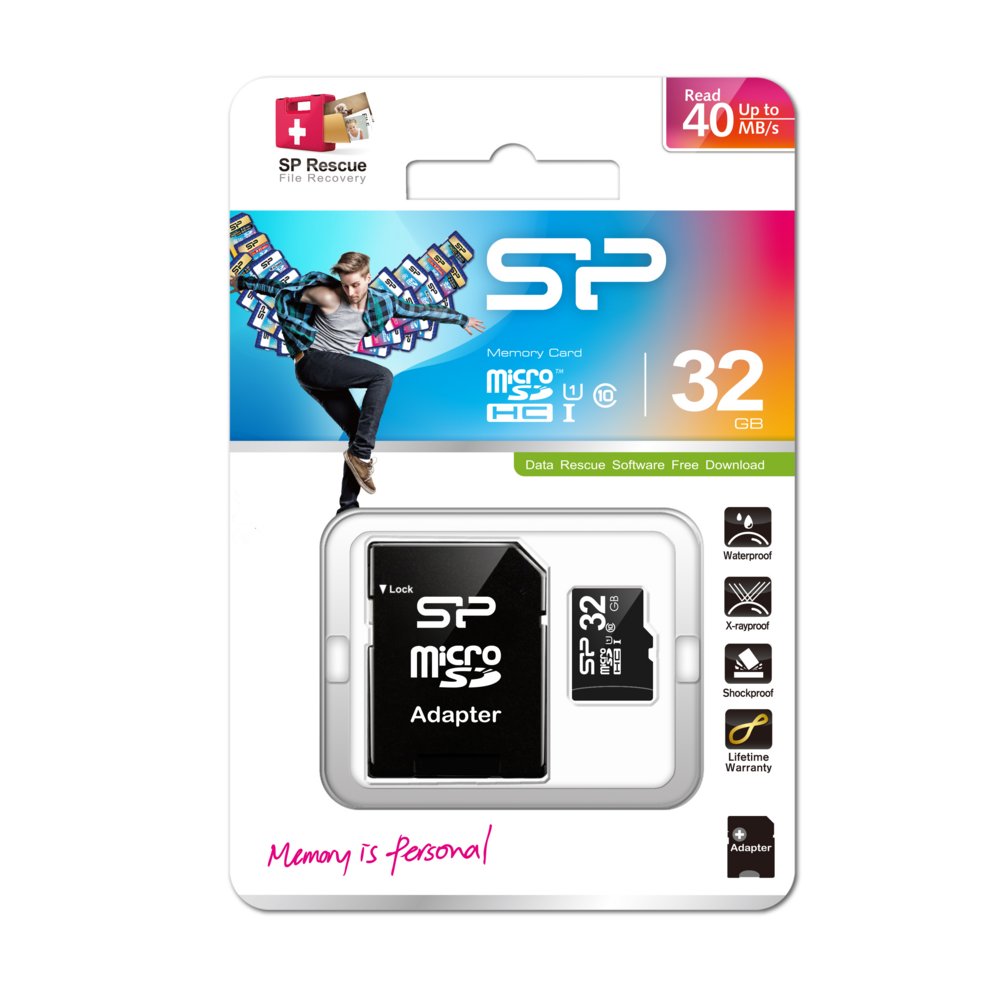 Silicon Power Elite | MicroSDHC | 32GB | Class 10 | UHS-I U1 | Inclusief SD-adapter | Zwart - Matmuis