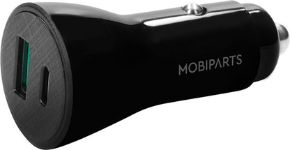 Mobiparts Car Charger | 2-Poorts USB-C & USB-A Autolader 30W PD Fast Charging | Zwart