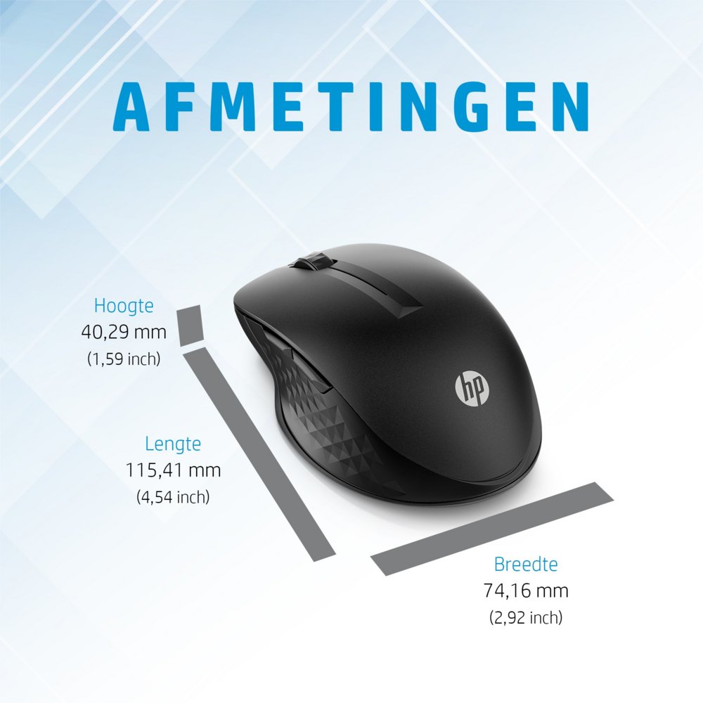 HP 430 | Multi-Device Draadloze Muis | Links- en Rechtshandig | RF + Bluetooth | 1200 DPI | Zwart - Matmuis - Matmuis