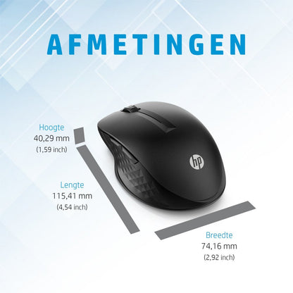 HP 430 | Multi-Device Draadloze Muis | Links- en Rechtshandig | RF + Bluetooth | 1200 DPI | Zwart - Matmuis - Matmuis