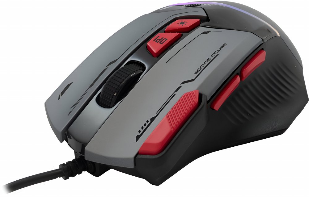 Baracuda MANTA RGB | Bekabelde Gaming Muis | Rechtshandig | USB-A | 12800 DPI | Grijs - Matmuis - Matmuis