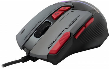 Baracuda MANTA RGB | Bekabelde Gaming Muis | Rechtshandig | USB-A | 12800 DPI | Grijs - Matmuis - Matmuis