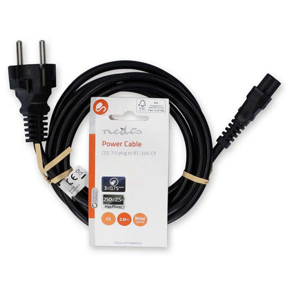 Nedis CEGL10130BK20 | Elektriciteitssnoer | 2 m | CEE 7/17 naar CEE 16/5 | Zwart - Matmuis - Matmuis