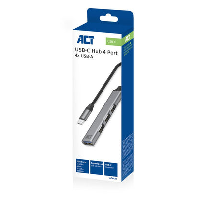 ACT AC6425 | USB 3.2 Gen 1 Interface Hub | Type-C | 5 Gbps | Grijs - Matmuis - Matmuis