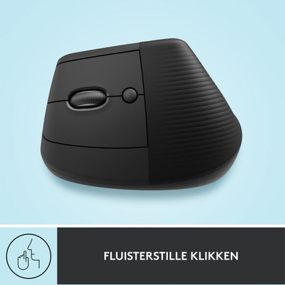 Logitech Lift | Ergonomische Draadloze Muis | Linkshandig | RF + Bluetooth | 4000 DPI | Grafiet - Matmuis - Matmuis