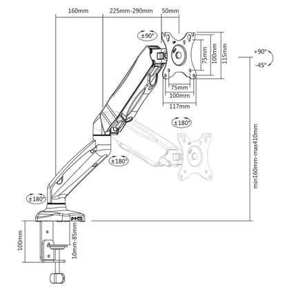 ACT AC8311 | Verstelbare Monitor-bureaubeugel | Tot 32" | Max 9kg | VESA 100x100 | 1 Monitor - Matmuis - Matmuis