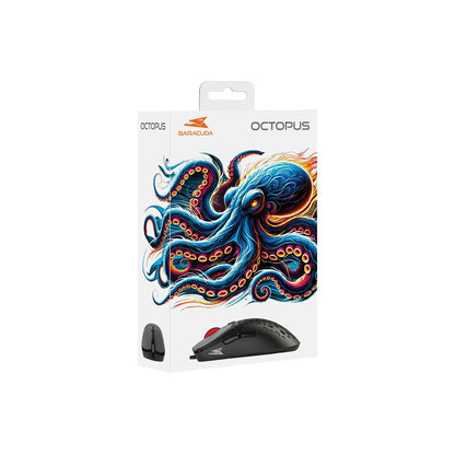 Baracuda OCTOPUS RGB | Bekabelde Gaming Muis | Rechtshandig | USB-A | 3600 DPI | Zwart - Matmuis