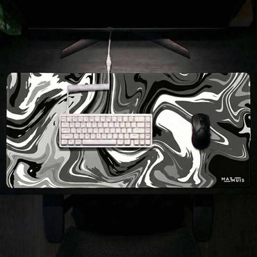 XXL Muismat | Liquid Abstract Black Chrome