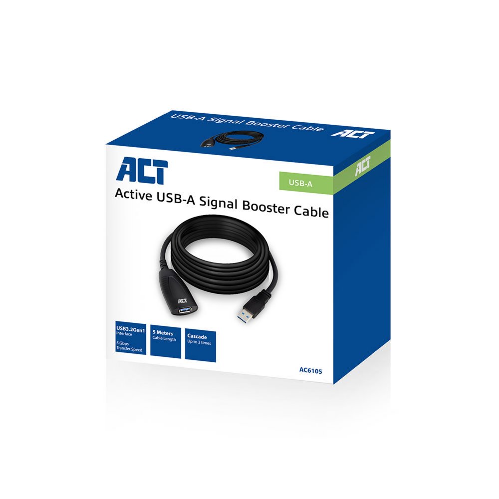 ACT AC6105 | USB 2.0 Booster | 5m | Zwart - Matmuis - Matmuis
