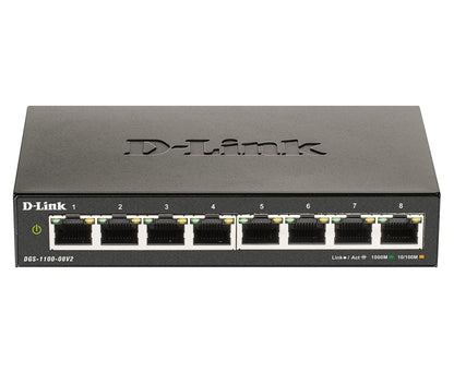 D-Link DGS-1100-08V2 | Managed L2 Smart Switch | 8 Poorten | Gigabit Ethernet (10/100/1000 Mbps) | VLAN/QoS/IGMP Snooping | Fanless - Matmuis - Matmuis