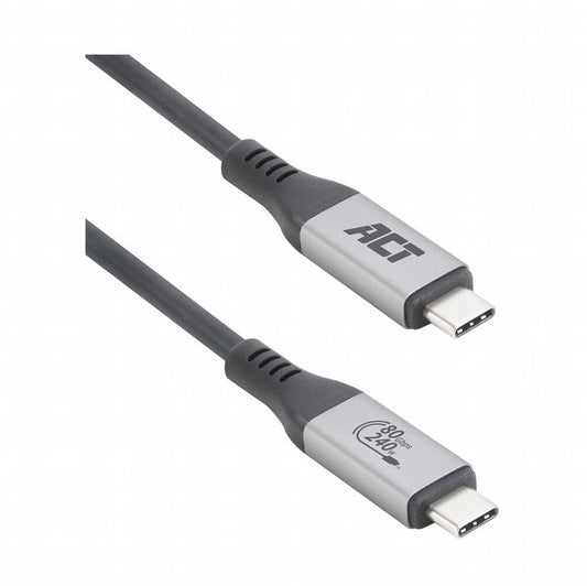 ACT AC7431 | Thunderbolt 5 USB4 Kabel | USB-C naar USB-C | 1,5 m | USB-IF gecertificeerd | Zwart - Matmuis - Matmuis