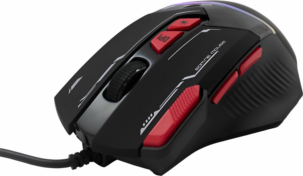 Baracuda MANTA RGB | Bekabelde Gaming Muis | Rechtshandig | USB-A | 12800 DPI | Zwart - Matmuis - Matmuis