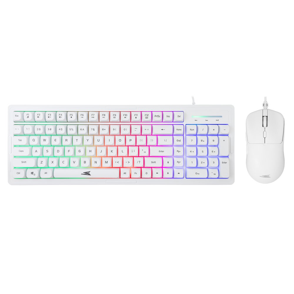 Baracuda ORCA RGB | Bekabeld Gaming Toetsenbord inclusief Muis | QWERTY | Wit - Matmuis