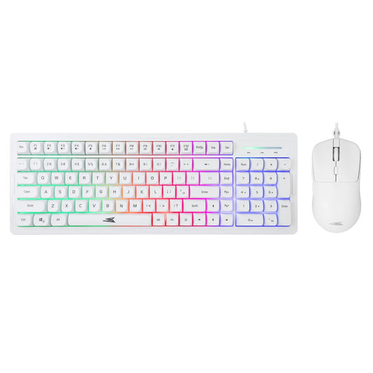 Baracuda ORCA RGB | Bekabeld Gaming Toetsenbord inclusief Muis | QWERTY | Wit - Matmuis
