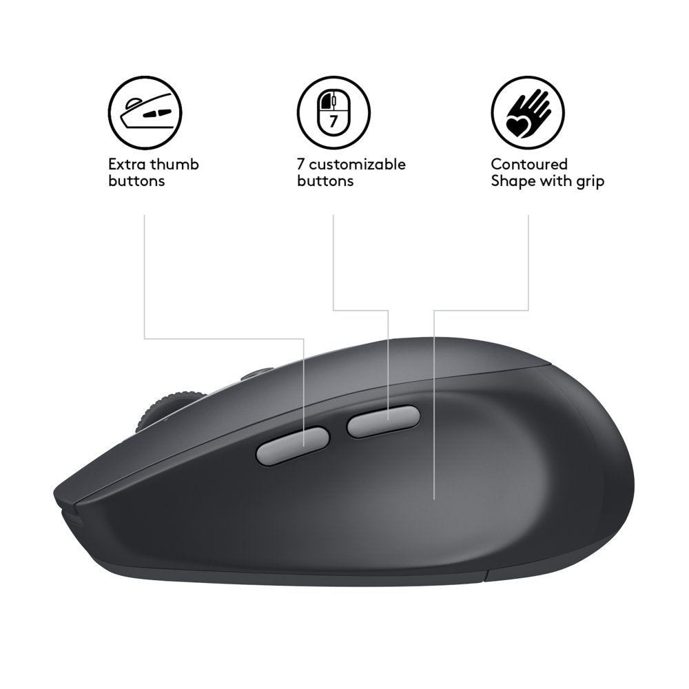 Logitech M590 Multi-Device Silent | Draadloze Muis | Rechtshandig | RF + Bluetooth | 1000 DPI | Zwart - Matmuis - Matmuis