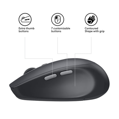 Logitech M590 Multi-Device Silent | Draadloze Muis | Rechtshandig | RF + Bluetooth | 1000 DPI | Zwart - Matmuis - Matmuis