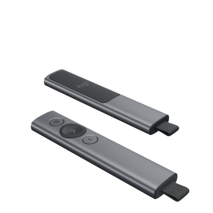 Logitech Spotlight Presenter | Draadloos | Bluetooth & USB 2.4 GHz | Bereik tot 30 meter | Grijs - Matmuis - Matmuis