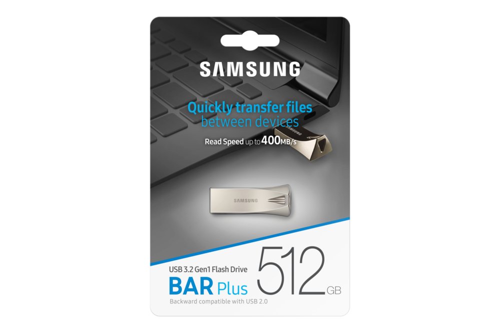 Samsung Bar Plus | 512GB USB-A 3.2 Flash Drive | Zilver - Matmuis - Matmuis