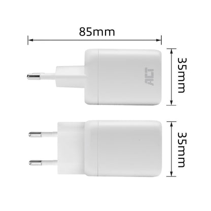 ACT AC2175 | 100W USB-C-lader | 2× USB-C | Power Delivery 3.2 | PPS & AVS | GaNFast