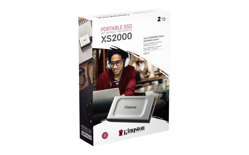 Kingston XS2000 | Externe SSD | 2000GB | USB 3.2 Gen 2x2 | Compact & Snel | Zilver/Zwart - Matmuis