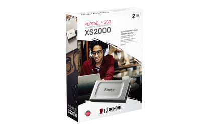 Kingston XS2000 | Externe SSD | 2000GB | USB 3.2 Gen 2x2 | Compact & Snel | Zilver/Zwart - Matmuis