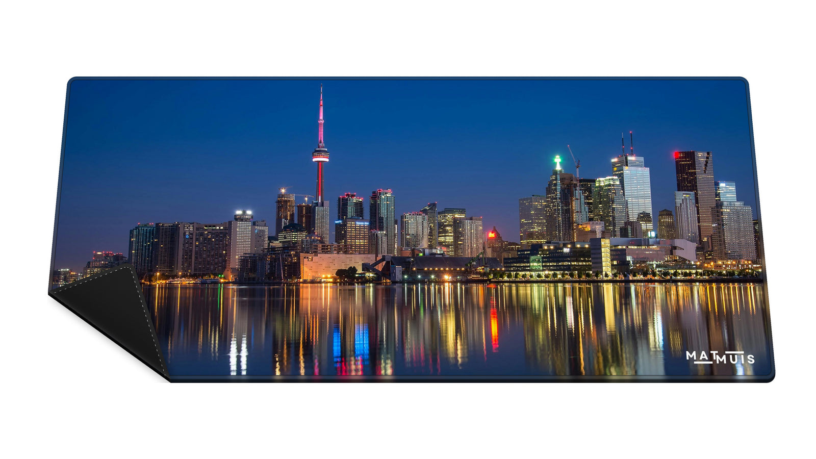 XXL muismat City Scene Toronto met gestikte rand en omgeslagen hoek met rubber onderkant