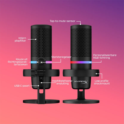 HyperX DuoCast | USB-microfoon | RGB-verlichting | Voor pc en console | Zwart - Matmuis - Matmuis
