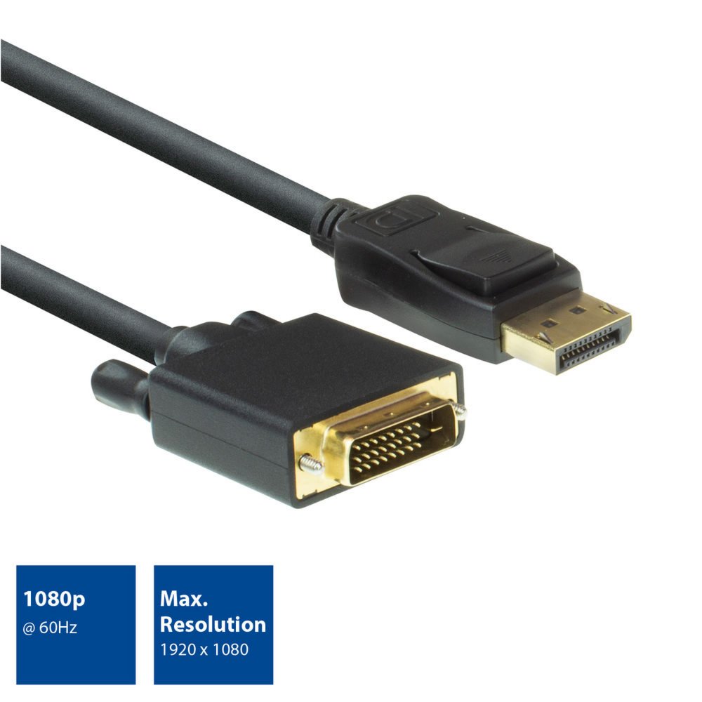 ACT AC7505 | DisplayPort naar DVI Kabel | 1,8 m | M/M - Matmuis - Matmuis