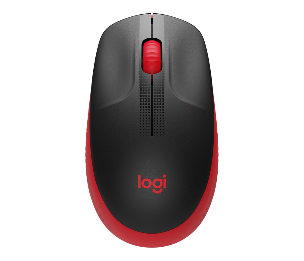 Logitech M190 | Draadloze Muis | Links- en Rechtshandig | RF | 1000 DPI | Zwart/Rood - Matmuis - Matmuis