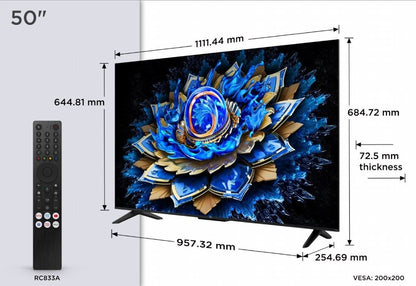 TCL 50T69C | 50" 4K Ultra HD QLED | 60Hz | Google TV | Dolby Vision | HDMI 2.1 | Smart TV - Matmuis - Matmuis