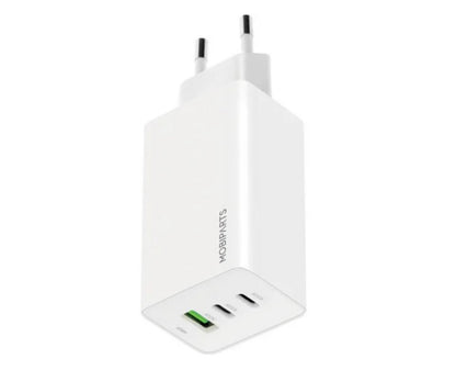 Mobiparts GaN Wall Charger | 2x USB-C & 3.0 USB-A QC 65W | Wit