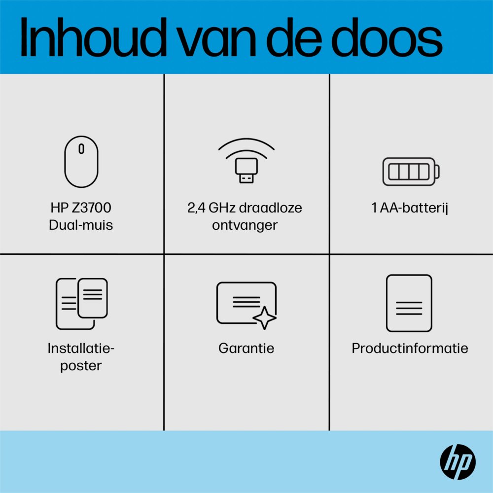 HP Z3700 Dual | Draadloze Muis | Links- en Rechtshandig | RF + Bluetooth | Zwart/Zilver - Matmuis - Matmuis