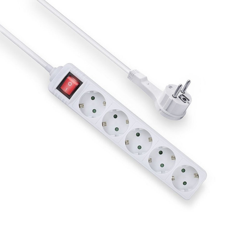 ACT AC2455 | Stekkerdoos | 5 Stopcontacten | 1,5 m | Binnen | Wit - Matmuis - Matmuis