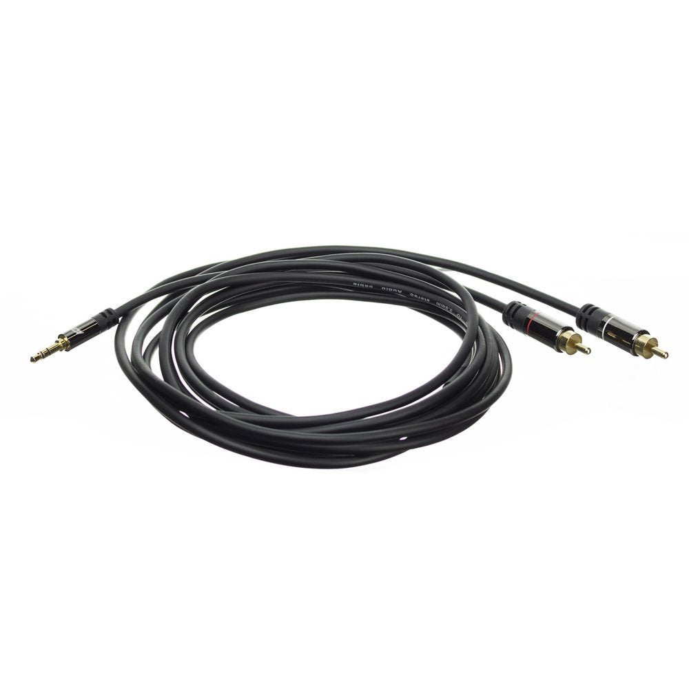 ACT AC3605 | 3.5mm naar 2x RCA Audiokabel | 1,5 Meter | Stereo | Zwart - Matmuis - Matmuis