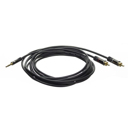 ACT AC3605 | 3.5mm naar 2x RCA Audiokabel | 1,5 Meter | Stereo | Zwart - Matmuis - Matmuis