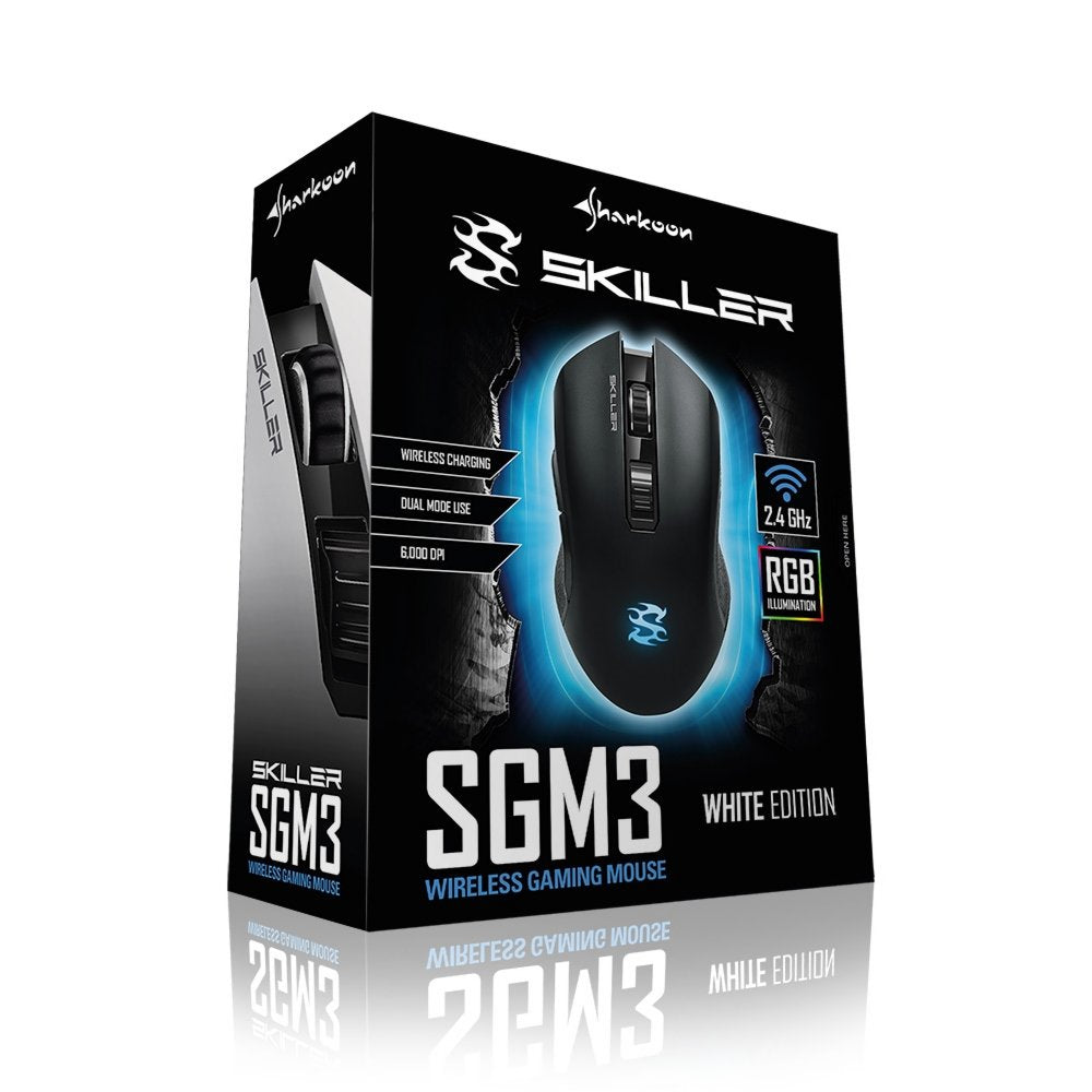 Sharkoon Skiller SGM3 | Draadloze Gaming Muis | Rechtshandig | RF + USB-A | 6000 DPI | Zwart - Matmuis - Matmuis
